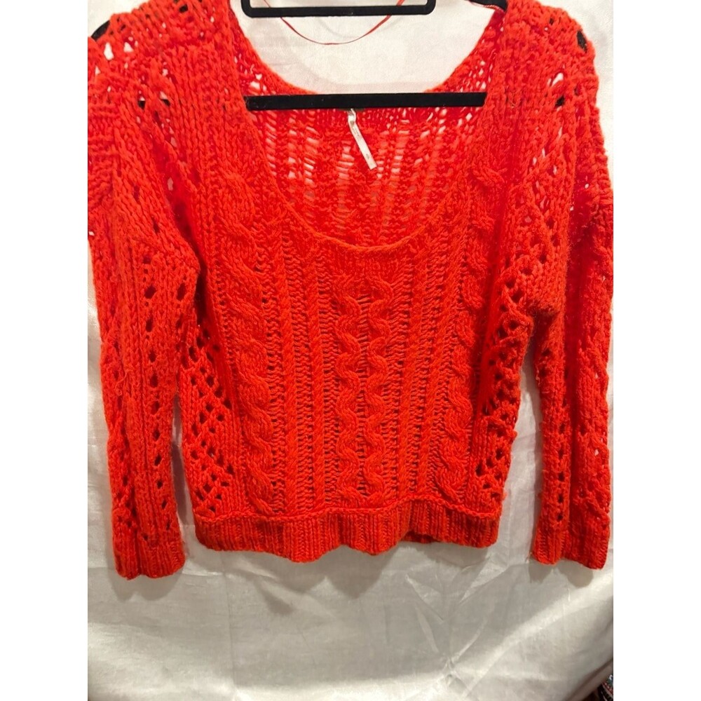 NWOT Free People Mohair S Wool Red Cable Knoy